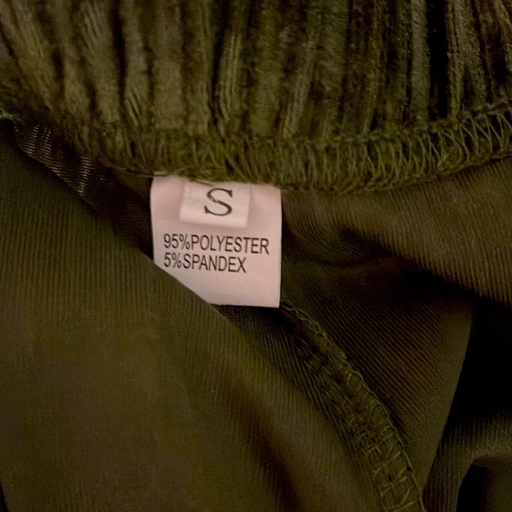 Groovy✌️High-Waisted Green Velvet Flare Stretchy Pants - Picture 7 of 8